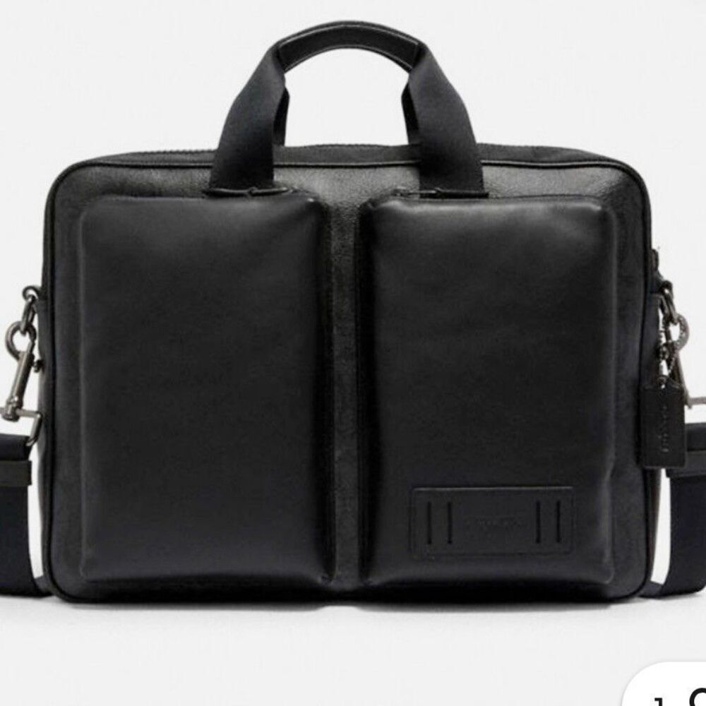 COACH Rider Briefcase Crossbody Bag Mens Signature Leather Laptop Office Travel - Picture 4 of 16